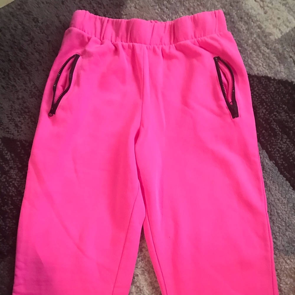 Neon pink sweatpants
